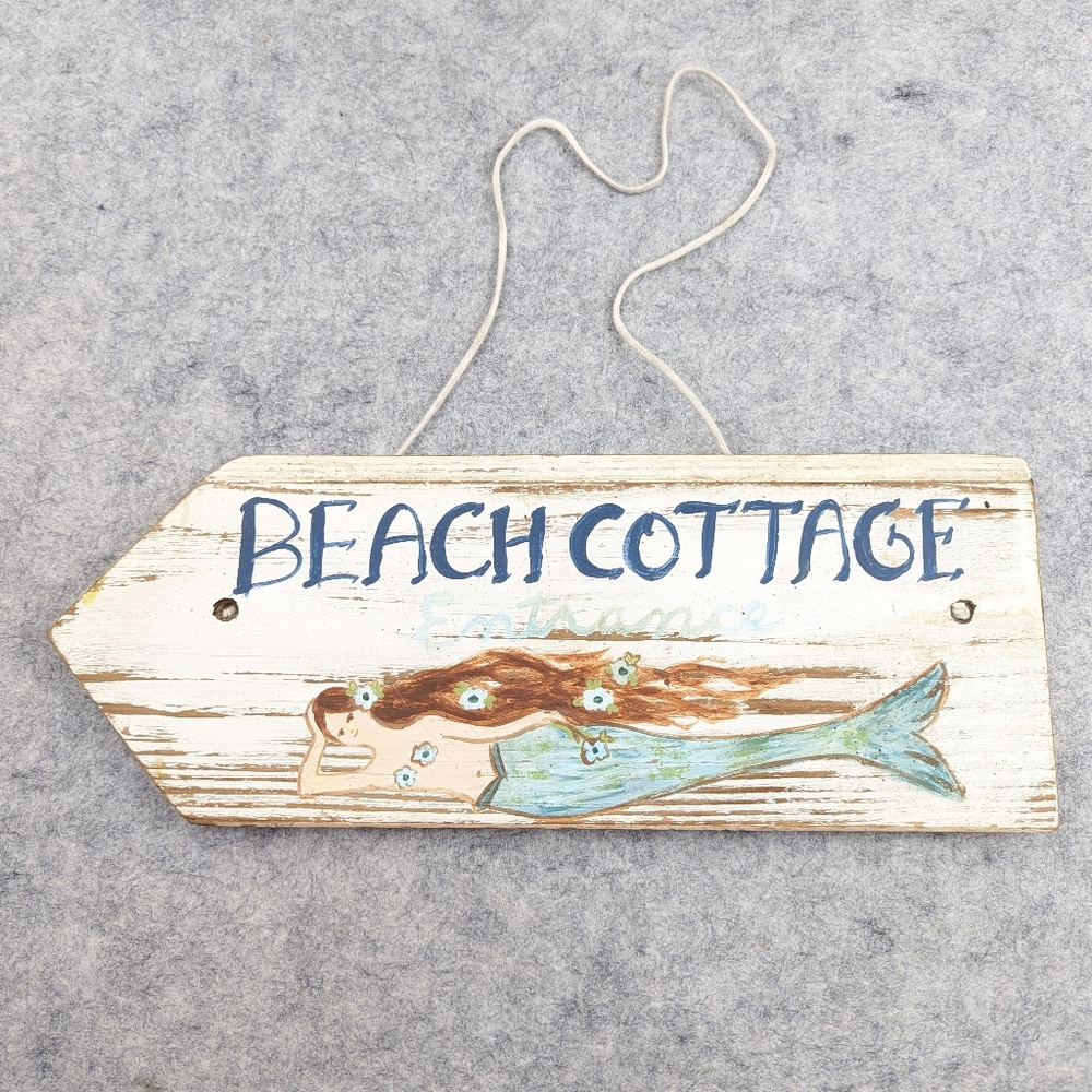 Wooden mermaid sign, wall decor . Ventura Beach .